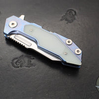 Hinderer Fulltrack- Wharncliffe Edge- Stonewash Blue Titanium And Various G-10 Handle- Stonewash Blade