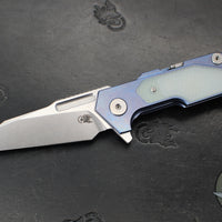 Hinderer Fulltrack- Wharncliffe Edge- Stonewash Blue Titanium And Various G-10 Handle- Stonewash Blade