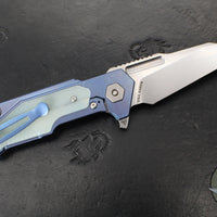 Hinderer Fulltrack- Wharncliffe Edge- Stonewash Blue Titanium And Various G-10 Handle- Stonewash Blade