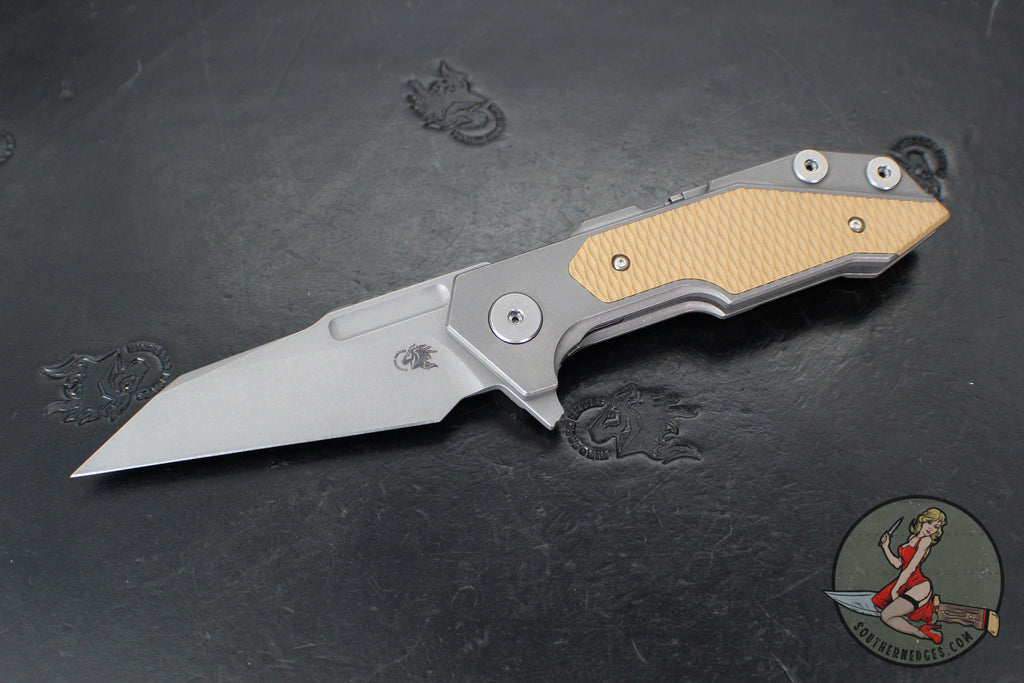 Hinderer Fulltrack- Wharncliffe Edge- Working Finish Titanium And Various G-10 Handle- Working Finish Blade