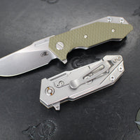 Hinderer Halftrack- Slucer Edge- Stonewash Titanium And Various G-10 Handles- Stonewash Magnacut Blade