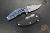 Hinderer Jurassic-Frontier Clip Point- Battle Blue Titanium and Black G-10 Handle Scales- Working Finish Magnacut Steel Blade