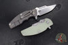 Hinderer Jurassic-Frontier Clip Point- Working Finish Titanium and Various G-10 Handle Scales- Stonewash Magnacut Steel Blade
