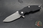 Hinderer Jurassic- Slicer Edge- Hollow Grind- Battle Blue Titanium and Various G-10 Handle Scales- Working Finish Magnacut Steel Blade