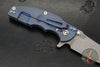 Hinderer Jurassic- Slicer Edge- Hollow Grind- Battle Blue Titanium and Various G-10 Handle Scales- Working Finish Magnacut Steel Blade