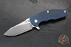 Hinderer Jurassic- Slicer Edge- Hollow Grind- Stonewash Blue Finished Titanium and Various G-10 Handle Scales- Stonewash Finished Magnacut Steel Blade