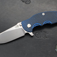 Hinderer Jurassic- Slicer Edge- Hollow Grind- Stonewash Blue Finished Titanium and Various G-10 Handle Scales- Stonewash Finished Magnacut Steel Blade