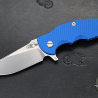 Hinderer Jurassic- Slicer Edge- Hollow Grind- Stonewash Blue Finished Titanium and Various G-10 Handle Scales- Stonewash Finished Magnacut Steel Blade