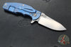 Hinderer Jurassic- Slicer Edge- Hollow Grind- Stonewash Blue Finished Titanium and Various G-10 Handle Scales- Stonewash Finished Magnacut Steel Blade