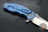 Hinderer Jurassic- Slicer Edge- Hollow Grind- Stonewash Blue Finished Titanium and Various G-10 Handle Scales- Stonewash Finished Magnacut Steel Blade