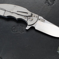 Hinderer Jurassic- Slicer Edge- Hollow Grind- Stonewash Finished Titanium and Various G-10 Handle Scales- Stonewash Finished Magnacut Steel Blade