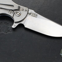 Hinderer Jurassic- Slicer Edge- Hollow Grind- Stonewash Finished Titanium and Various G-10 Handle Scales- Stonewash Finished Magnacut Steel Blade