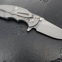 Hinderer Jurassic- Slicer Edge- Hollow Grind- Working Finish Titanium and Various G-10 Handle Scales- Working Finish Magnacut Steel Blade