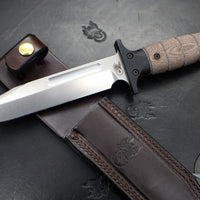 Rick Hinderer Knives Ka-Bar- Brown Micarta Handle- Stonewash 3V Steel Blade