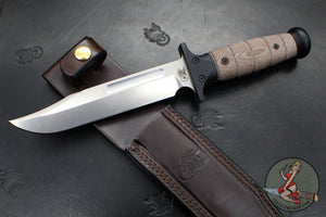 Rick Hinderer Knives Ka-Bar- Brown Micarta Handle- Stonewash 3V Steel Blade