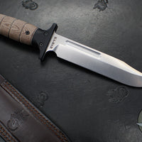 Rick Hinderer Knives Ka-Bar- Brown Micarta Handle- Stonewash 3V Steel Blade