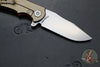 Hinderer Project X- Clip Point Edge- Stonewash Bronze Finished Titanium And Orange G-10- Stonewash S45VN Blade