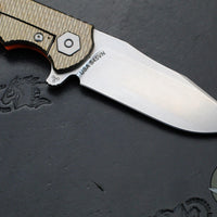 Hinderer Project X- Clip Point Edge- Stonewash Bronze Finished Titanium And Orange G-10- Stonewash S45VN Blade