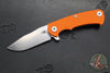 Hinderer Project X- Clip Point Edge- Stonewash Finished Titanium And Orange G-10- Stonewash S45VN Blade