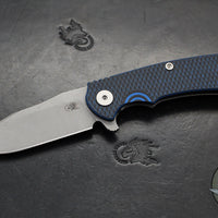 Hinderer Project X- Clip Point Edge- Working Finish Titanium And BlueBlack G-10- Working Finish S45VN Blade