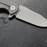 Hinderer Project X- Clip Point Edge- Working Finish Titanium And BlueBlack G-10- Working Finish S45VN Blade