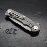 Hinderer Project X- Clip Point Edge- Working Finish Titanium And BlueBlack G-10- Working Finish S45VN Blade