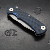 Hinderer Project X- Clip Point Edge- Working Finish Titanium And BlueBlack G-10- Working Finish S45VN Blade