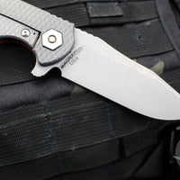 Hinderer Project X- Clip Point Edge- Working Finish Titanium And Red G-10- Working Finish Magnacut Blade