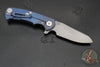 Hinderer Project X- Sheepsfoot- Battle Blue Titanium And Various G-10 Scales- Working Finish Magnacut Blade
