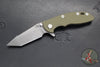 Hinderer XM-18 3.0"- Harpoon Tanto- Battle Bronze Titanium And OD Green G-10 Handle- Working  Finish S45VN Blade