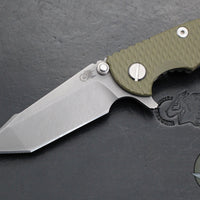 Hinderer XM-18 3.0"- Harpoon Tanto- Battle Bronze Titanium And OD Green G-10 Handle- Working  Finish S45VN Blade