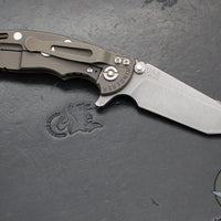 Hinderer XM-18 3.0"- Harpoon Tanto- Battle Bronze Titanium And OD Green G-10 Handle- Working  Finish S45VN Blade