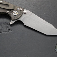 Hinderer XM-18 3.0"- Harpoon Tanto- Battle Bronze Titanium And OD Green G-10 Handle- Working  Finish S45VN Blade