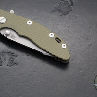 Hinderer XM-18 3.0"- Harpoon Tanto- Battle Bronze Titanium And OD Green G-10 Handle- Working  Finish S45VN Blade