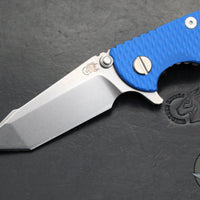 Hinderer XM-18 3.0"- Harpoon Tanto- Stonewash Titanium And Blue G-10 Handle- Stonewash Finished S45VN Blade