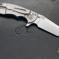 Hinderer XM-18 3.0"- Harpoon Tanto- Stonewash Titanium And Blue G-10 Handle- Stonewash Finished S45VN Blade