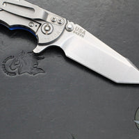 Hinderer XM-18 3.0"- Harpoon Tanto- Stonewash Titanium And Blue G-10 Handle- Stonewash Finished S45VN Blade