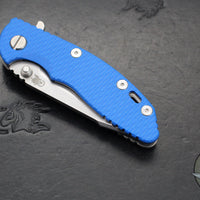 Hinderer XM-18 3.0"- Harpoon Tanto- Stonewash Titanium And Blue G-10 Handle- Stonewash Finished S45VN Blade