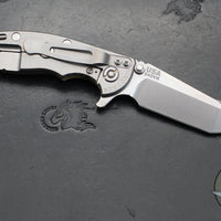 Hinderer XM-18 3.0"- Harpoon Tanto- Stonewash Titanium And Coyote Tan G-10 Handle- Stonewash Finished S45VN Blade