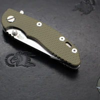 Hinderer XM-18 3.0"- Harpoon Tanto- Stonewash Titanium And OD Green G-10 Handle- Stonewash Finished S45VN Blade