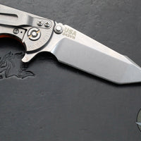 Hinderer XM-18 3.0"- Harpoon Tanto- Stonewash Titanium And Orange G-10 Handle- Stonewash Finished S45VN Blade