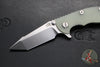 Hinderer XM-18 3.0"- Harpoon Tanto- Stonewash Titanium And Translucent Green G-10 Handle- Stonewash Finished S45VN Blade