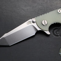 Hinderer XM-18 3.0"- Harpoon Tanto- Stonewash Titanium And Translucent Green G-10 Handle- Stonewash Finished S45VN Blade