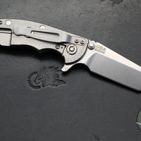 Hinderer XM-18 3.0"- Harpoon Tanto- Stonewash Titanium And Translucent Green G-10 Handle- Stonewash Finished S45VN Blade