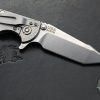 Hinderer XM-18 3.0"- Harpoon Tanto- Stonewash Titanium And Translucent Green G-10 Handle- Stonewash Finished S45VN Blade