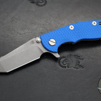 Hinderer XM-18 3.0"- Harpoon Tanto- Working Finish Titanium And Blue G-10 Handle- Working  Finish S45VN Blade