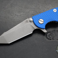 Hinderer XM-18 3.0"- Harpoon Tanto- Working Finish Titanium And Blue G-10 Handle- Working  Finish S45VN Blade