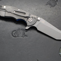 Hinderer XM-18 3.0"- Harpoon Tanto- Working Finish Titanium And Blue G-10 Handle- Working  Finish S45VN Blade