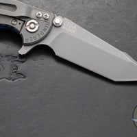 Hinderer XM-18 3.0"- Harpoon Tanto- Working Finish Titanium And Blue G-10 Handle- Working  Finish S45VN Blade