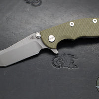 Hinderer XM-18 3.0"- Harpoon Tanto- Working Finish Titanium And OD Green G-10 Handle- Working  Finish S45VN Blade